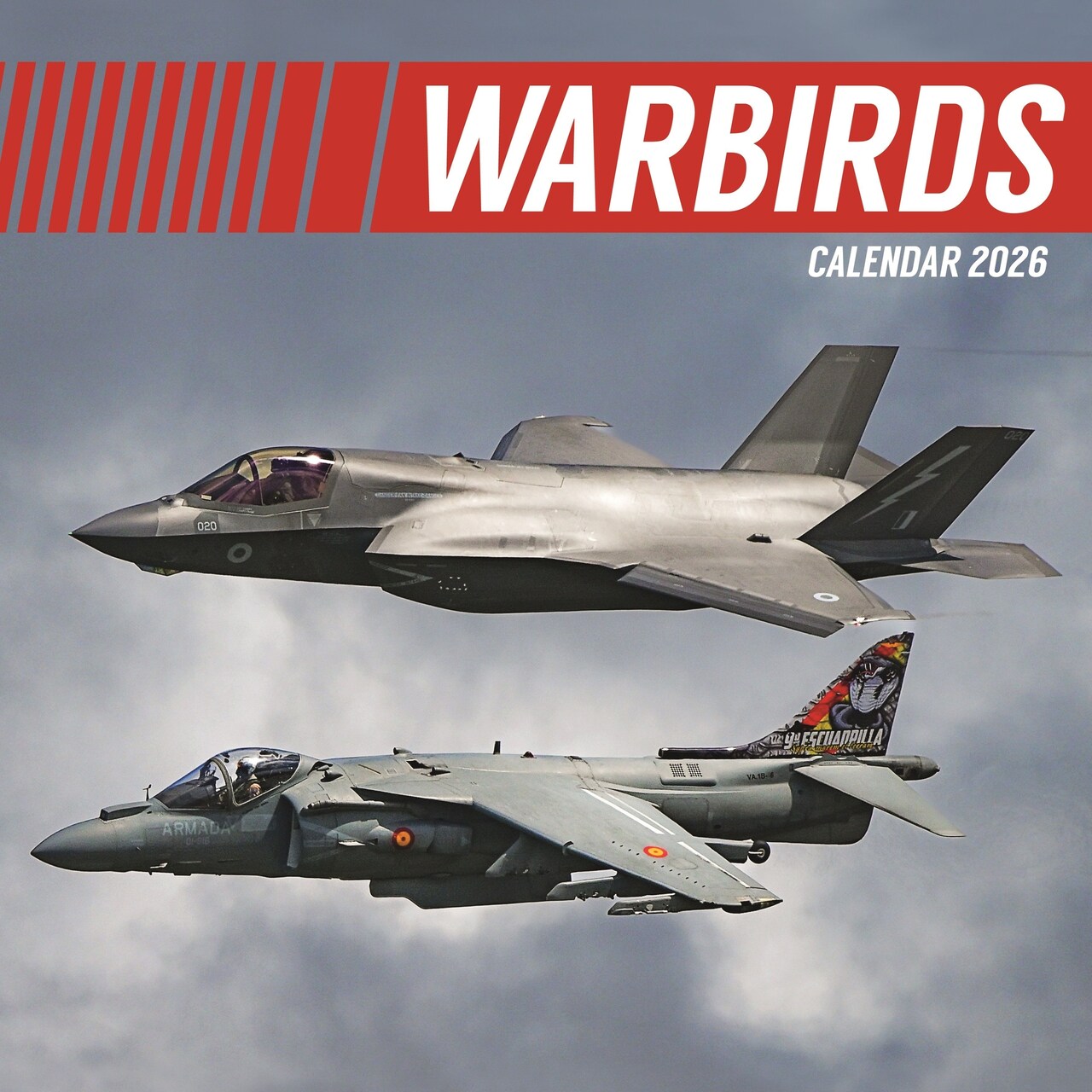 The Gifted Stationery 2026 Square Wall Calendar, Warbirds, 16-Month Transport Theme Hanging Calendar with 180 Reminder Stickers, Month Planner for Home, or Creative Spaces, 12x12 In